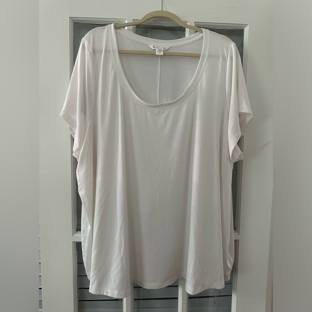 Athleta Womens White Plus Size 3X Short Sleeve Scoop Neck Summer Top